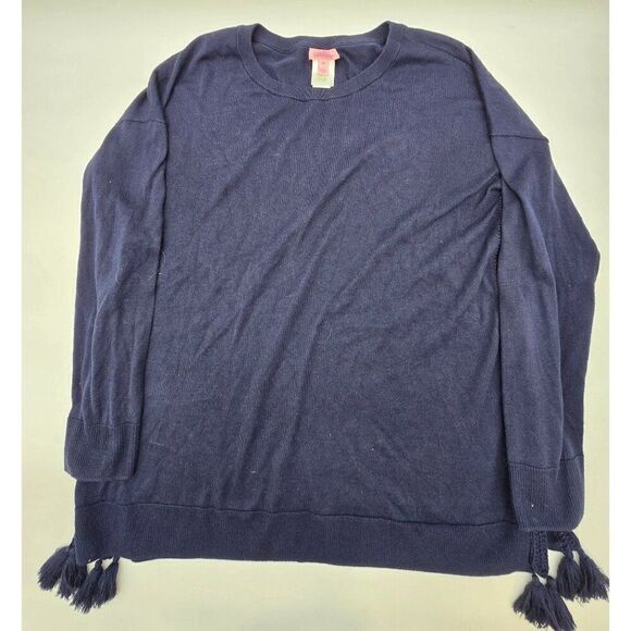 Lilly Pulitzer Womens Navy Sweater With Tassel Trim Accents Size M - Picture 6 of 6